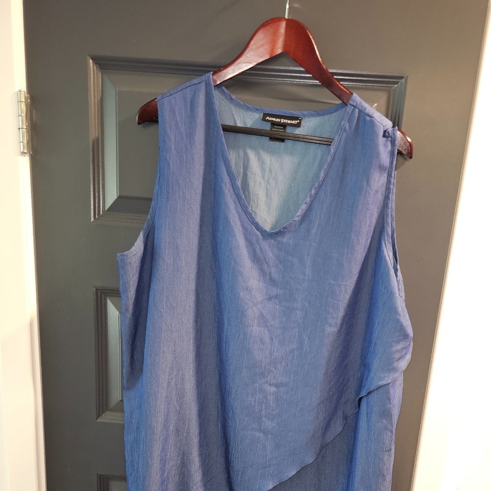 Ashley Stewart Sleeveless Denim Hi Lo Top